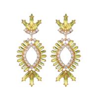 Tibetan Style Drop Earrings, Geometrical Pattern, gold color plated, for woman & with rhinestone & hollow, more colors for choice, nickel, lead & cadmium free, 24x54mm, Sold By Pair