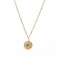 Nehrđajućeg čelika, nakit ogrlice, 304 nehrđajućeg čelika, bez spolne razlike & s Rhinestone, zlato, Dužina Približno 18.1 inčni, Prodano By PC