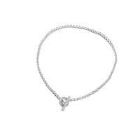 Brass Necklace, Donut, platinum color plated, for woman & with rhinestone & hollow, nickel, lead & cadmium free, Length:Approx 13 Inch, Sold By PC