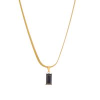 Stainless Steel Jewelry Necklace 304 Stainless Steel with Glass Rectangle Vacuum Ion Plating Unisex & snake chain Length Approx 18.1 Inch Sold By PC