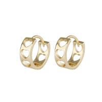 Brass Huggie Hoop Earring, gold color plated, for woman & hollow, 4.50x12mm, Sold By Pair