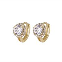 Brass Lever Back Earring gold color plated micro pave cubic zirconia & enamel Sold By Pair