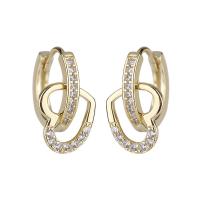 Brass Lever Back Earring, gold color plated, micro pave cubic zirconia & for woman, 8x13mm, Sold By Pair