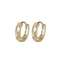 Brass Lever Back Earring, gold color plated, micro pave cubic zirconia & for woman & hollow, 3x12mm, Sold By Pair