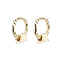 Messing Huggie Hoop Earring, gold plated, voor vrouw, 2.50x17mm, Verkocht door pair