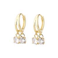 Brass Lever Back Earring, gold color plated, micro pave cubic zirconia & for woman, 4x20mm, Sold By Pair