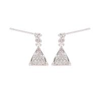 Cubic Zirconia Micro Pave Brass Earring, platinum color plated, micro pave cubic zirconia & for woman, 8x12mm, Sold By Pair