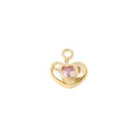 Cubic Zirconia Micro Pave Brass Pendant, Heart, gold color plated, micro pave cubic zirconia & for woman, 8x8mm, Sold By PC