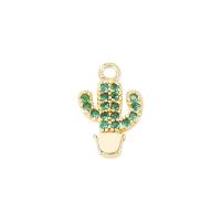 Cubic Zirconia Micro Pave Brass Pendant, Opuntia Stricta, gold color plated, micro pave cubic zirconia & for woman, more colors for choice, 7x9mm, Sold By PC