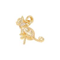 Cubic Zirconia Micro Pave Brass Pendant Cat gold color plated micro pave cubic zirconia & for woman Sold By PC
