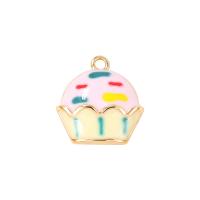 Brass Jewelry Pendants Cake gold color plated for woman & enamel multi-colored Sold By PC