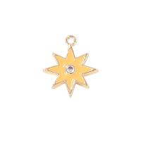 Cubic Zirconia Micro Pave Brass Pendant Eight Point Star gold color plated micro pave cubic zirconia & for woman & enamel Sold By PC