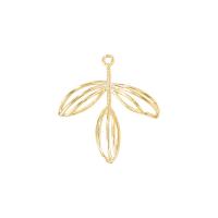 Brass Jewelry Pendants Leaf gold color plated hollow Sold By PC