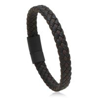 PU Leather Cord Bracelets, with Tibetan Style, handmade, fashion jewelry & different length for choice & Unisex, black, 10mm, Sold By PC