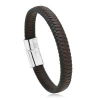 PU Leather Cord Bracelets with Zinc Alloy handmade fashion jewelry & Unisex 10mm Sold By PC