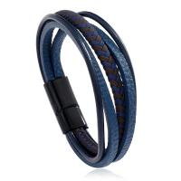 cuir PU bracelet, avec vachette cordon & alliage de zinc, fait à la main, bijoux de mode & longueur différente pour le choix & unisexe, plus de couleurs à choisir, Vendu par PC