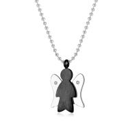 Stainless Steel Jewelry Necklace 304 Stainless Steel Angel Vacuum Ion Plating fashion jewelry & Unisex & micro pave cubic zirconia 28*23mm 23*20mm Length Approx 23.62 Inch Sold By PC