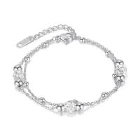 Stainless Steel Jewelry Bracelet, 304 Stainless Steel, with 1.57inch extender chain, Vacuum Ion Plating, fashion jewelry & micro pave cubic zirconia & for woman, more colors for choice, 6mm, Length:Approx 6.69 Inch, Sold By PC
