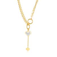 Stainless Steel Jewelry Necklace, 304 Stainless Steel, with 2.36inch extender chain, Vacuum Ion Plating, fashion jewelry & micro pave cubic zirconia & for woman, more colors for choice, Length:Approx 16.14 Inch, Sold By PC