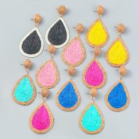 Boucles d'oreilles en alliage de zinc, avec Rafidah+Grass, larme, bijoux de mode & pour femme, plus de couleurs à choisir, 76x41mm, Vendu par paire