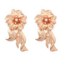 Acrylic Jewelry Earring Zinc Alloy with acrylic rhinestone Flower gold color plated fashion jewelry & for woman golden Sold By Pair