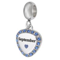 Stainless Steel European Pendants, 316 Stainless Steel, Triangle, Unisex & enamel & with rhinestone, blue, 12x23x2.50mm, Hole:Approx 5mm, Sold By PC