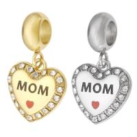 Stainless Steel European Pendants, 316 Stainless Steel, Heart, Vacuum Ion Plating, Unisex & enamel & with rhinestone, more colors for choice, 13x22.50x2.50mm, Hole:Approx 5mm, Sold By PC