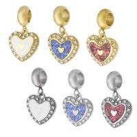 Stainless Steel European Pendants 316 Stainless Steel with Opal Heart Vacuum Ion Plating Unisex & with rhinestone Approx 5mm Sold By PC