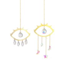 Hanging Ornaments, Crystal, with Iron, gold color plated, faceted & hollow, more colors for choice, 40-45cm, Sold By PC