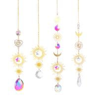 Hanging Ornaments Crystal with Iron gold color plated & faceted & hollow Sold By PC