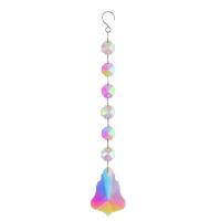 Hanging Ornaments, Crystal, with Iron, silver color plated, faceted, multi-colored, 200mm, Hole:Approx 5mm, Approx 8PCs/Set, Sold By Set