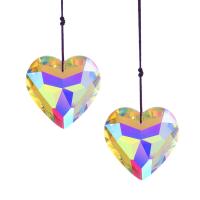 Hanging Ornaments, Crystal, with Nylon, Heart, polished, faceted, multi-colored, 300-400mm, Sold By PC