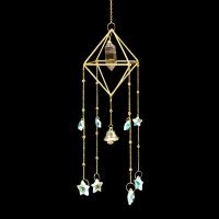 Hanging Ornaments Natural Stone with Crystal & Iron gold color plated & faceted & hollow 500mm Sold By PC