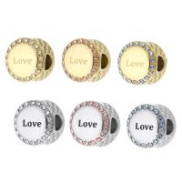 Stainless Steel Large Hole Beads, 316 Stainless Steel, Flat Round, Vacuum Ion Plating, DIY & enamel & with rhinestone, more colors for choice, 12x12x8.50mm, Hole:Approx 4mm, Sold By PC