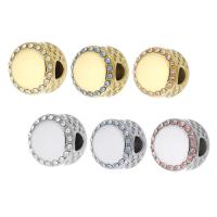 Stainless Steel Large Hole Beads, 316 Stainless Steel, Flat Round, Vacuum Ion Plating, DIY & with rhinestone, more colors for choice, 12x12x8mm, Hole:Approx 4mm, Sold By PC