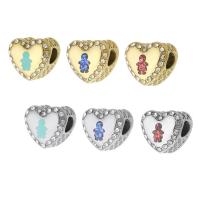 Stainless Steel Large Hole Beads, 316 Stainless Steel, with Opal, Heart, Vacuum Ion Plating, DIY & enamel & with rhinestone, more colors for choice, 13x11.50x8.50mm, Hole:Approx 4mm, Sold By PC