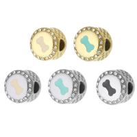 Stainless Steel Large Hole Beads, 316 Stainless Steel, Flat Round, Vacuum Ion Plating, DIY & enamel & with rhinestone, more colors for choice, 12x12x8mm, Hole:Approx 4mm, Sold By PC