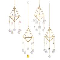 Ornamenti pendenti, cristallo, with ferro, placcato color oro, sfaccettati & cavo, più colori per la scelta, 45-50cm, Venduto da PC