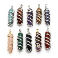 Gemstone Pendant with brass wire Conical plated Sold By PC