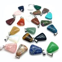 Gemstone Pendant with Brass Trapezium silver color plated DIY Sold By PC