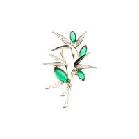 Cubic Zirconia Brooch Brass Bamboo Unisex & micro pave cubic zirconia nickel lead & cadmium free Sold By PC