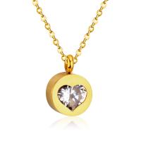 Stainless Steel Jewelry Necklace 304 Stainless Steel Vacuum Ion Plating for woman & with rhinestone Sold Per Approx 17.72 Inch Strand