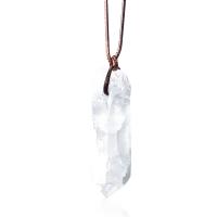 Collier de quartz, quartz clair, avec corde de cire, bijoux de mode, 30-55mm, Longueur Environ 15.75 pouce, Vendu par PC