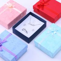 Κοσμήματα Gift Box, Χαρτί, με Σφουγγάρι, Ορθογώνιο παραλληλόγραμμο, με διακόσμηση κορδέλα bowknot, περισσότερα χρώματα για την επιλογή, 90x70x28mm, Sold Με PC