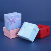 Jewelry Gift Box, Paper, with Sponge,  Square, hardwearing & dustproof & with ribbon bowknot decoration, more colors for choice, 50x50x32mm, Sold By PC