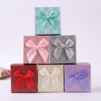Jewelry Gift Box, Paper, Square, hardwearing & dustproof & with ribbon bowknot decoration, more colors for choice, 90x85x55mm, Sold By PC