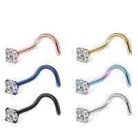 Titanium Steel Nose Piercing Jewelry, with Cubic Zirconia, Vacuum Plating, fashion jewelry & different size for choice & for woman, more colors for choice, 90x85x55mm, Sold By PC