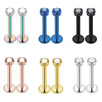 Titanium Steel  Earring, with Cubic Zirconia, Vacuum Plating, fashion jewelry & different size for choice & for woman, more colors for choice, Sold By PC