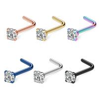 Titanium Steel Nose Piercing Jewelry with Cubic Zirconia Vacuum Plating fashion jewelry & for woman Sold By PC