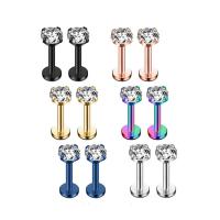 Titanium Steel  Earring, with Cubic Zirconia, Vacuum Plating, fashion jewelry & different size for choice & for woman, more colors for choice, Sold By PC